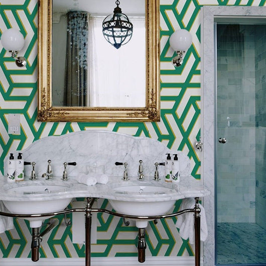 Carta da Parati Geometrica Verde Carta Vegana 250x200cm 5,5mq 