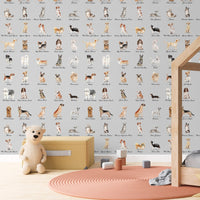 Carta da Parati Cani Sfondo Grigio Carta Vegana 250x200cm 5,5mq 