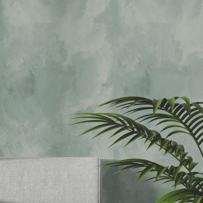 Carta da Parati Stucco Veneziano Verde Carta Vegana 250x200cm 5,5mq 