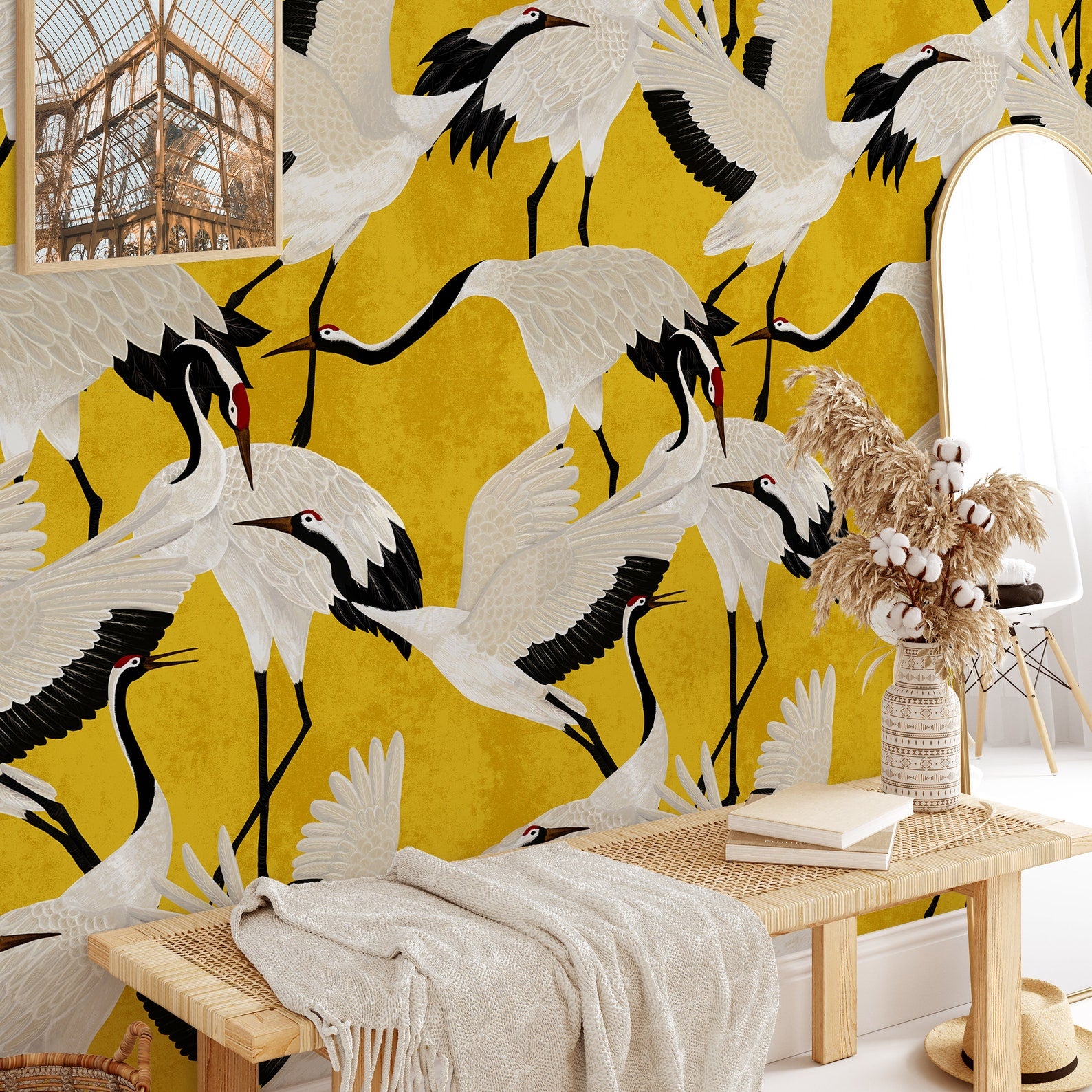 Carta da Parati Aironi Oro Carta Vegana 250x200cm 5,5mq 