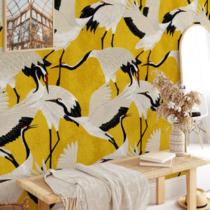 Carta da Parati Aironi Oro Carta Vegana 250x200cm 5,5mq 