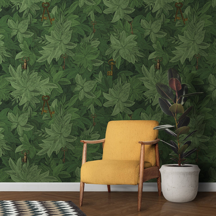 Carta da Parati Siepe con Chiavi Carta Vegana 250x200cm 5,5mq