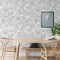 Carta da Parati Peonie Bianca e Nera Carta Vegana 250x200cm 5,5mq 