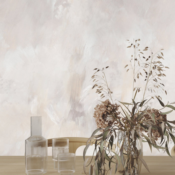 Carta da Parati Stucco Veneziano Beige e Tortora Carta Vegana 250x200cm 5,5mq 