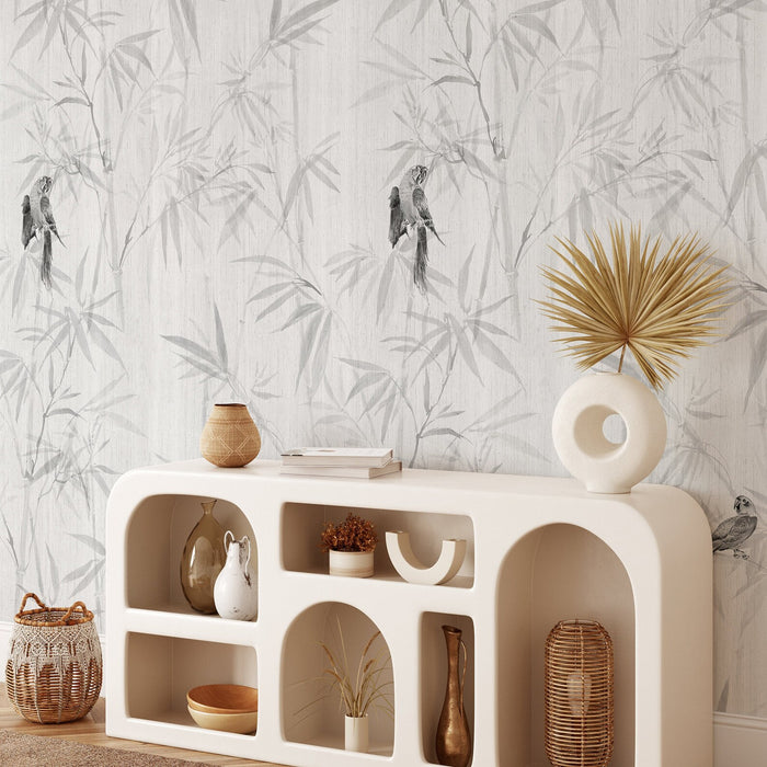 Carta da Parati Japandi Foresta di Bambù Carta Vegana 250x200cm 5,5mq