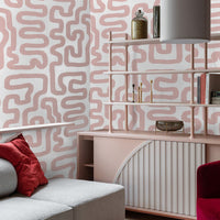 Carta da Parati Astratta Bianca e Rosa Carta Vegana 250x200cm 5,5mq 