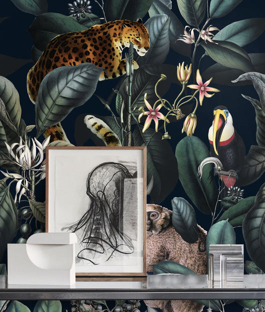 Carta da Parati Giungla Botanica Carta Vegana 250x200cm 5,5mq 