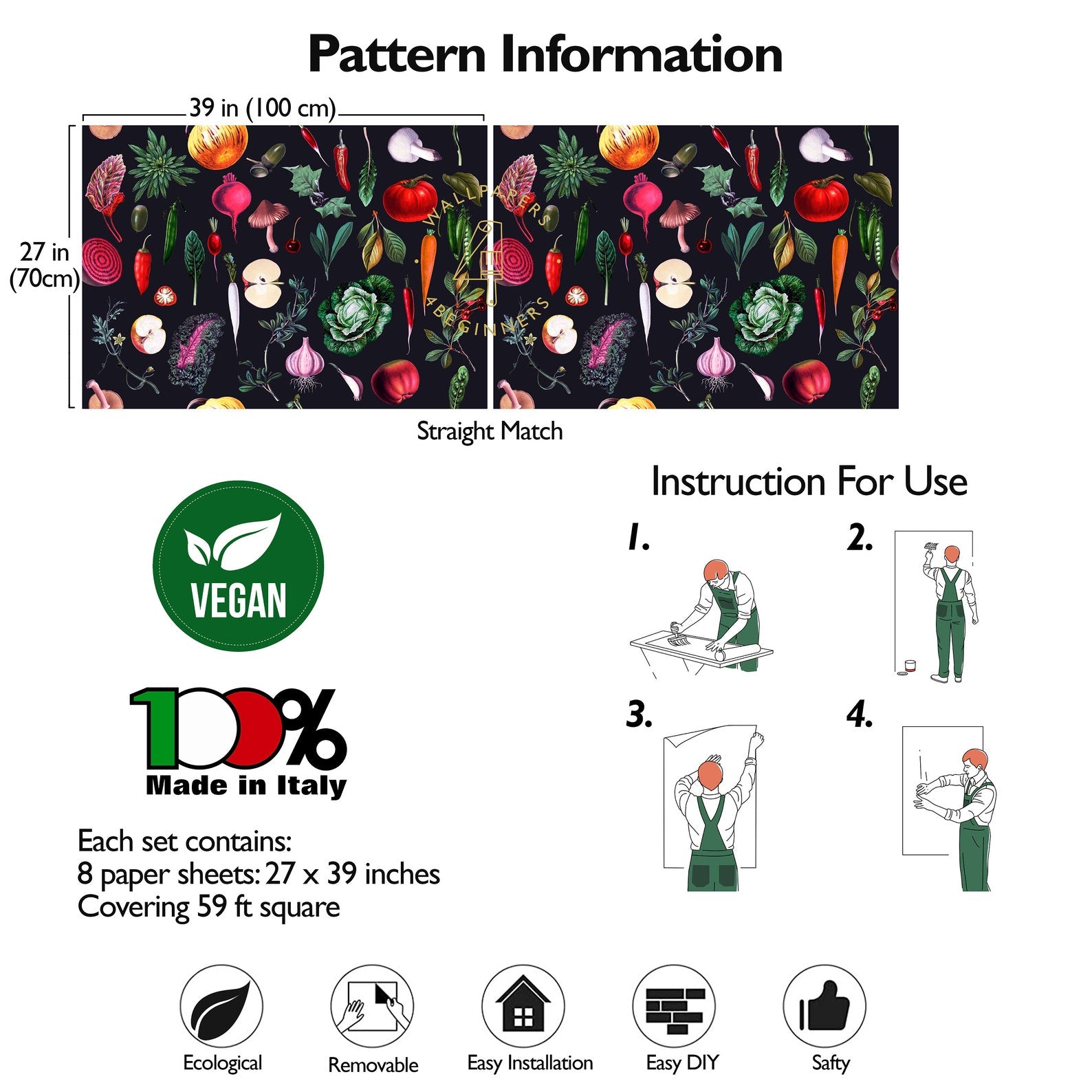 Carta da Parati Cucina Carta Vegana 250x200cm 5,5mq 