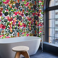 Carta da Parati Botanica con Uccellini Carta Vegana 250x200cm 5,5mq 