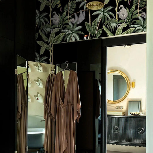 Carta da Parati Scimmie Nera Carta Vegana 250x200cm 5,5mq 