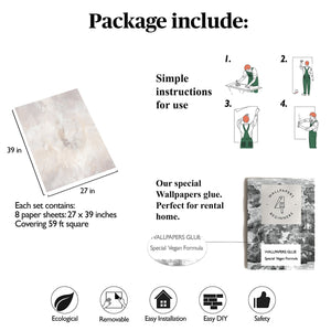 Carta da Parati Stucco Veneziano Beige e Tortora Carta Vegana 250x200cm 5,5mq 