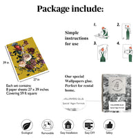 Carta da Parati Floreale Rinascimento Carta Vegana 250x200cm 5,5mq