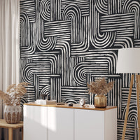 Carta da Parati Righe Nere Carta Vegana 250x200cm 5,5mq 