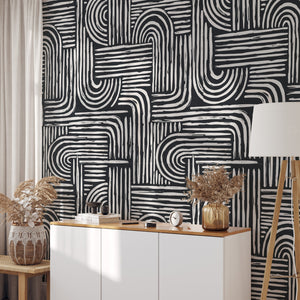 Carta da Parati Righe Nere Carta Vegana 250x200cm 5,5mq 