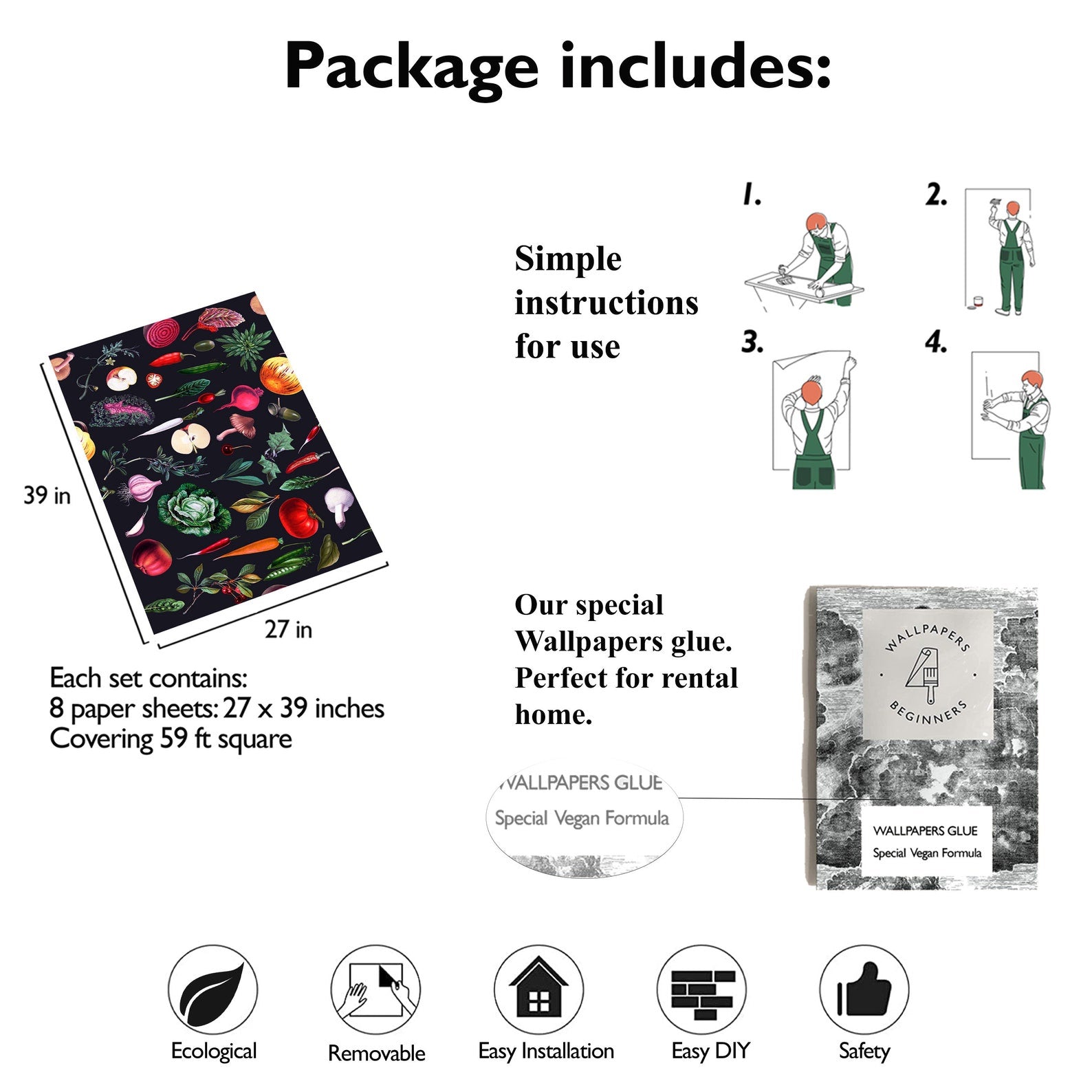 Carta da Parati Cucina Carta Vegana 250x200cm 5,5mq 