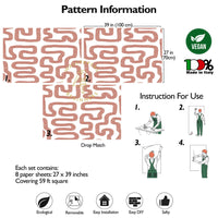 Carta da Parati Astratta Bianca e Rosa Carta Vegana 250x200cm 5,5mq 