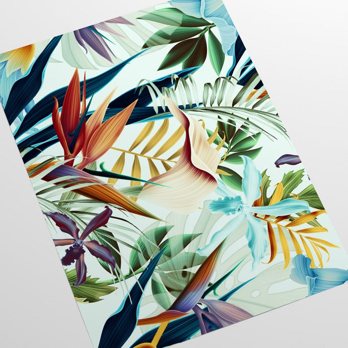 Carta da Parati Tropicale Blu Carta Vegana 250x200cm 5,5mq 