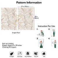 Carta da Parati Bosco Tropicale Beige Carta Vegana 250x200cm 5,5mq 