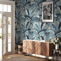 Carta da Parati Bosco Tropicale in Beige Carta Vegana 250x200cm 5,5mq 