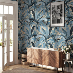 Carta da Parati Bosco Tropicale in Beige Carta Vegana 250x200cm 5,5mq 