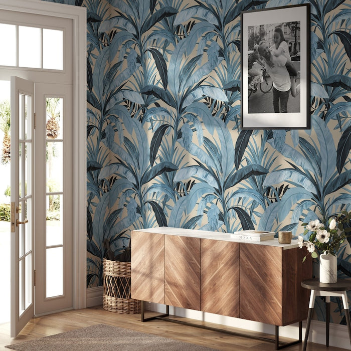 Carta da Parati Bosco Tropicale in Beige Carta Vegana 250x200cm 5,5mq 