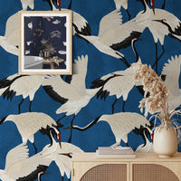 Carta da Parati Aironi Blu Carta Vegana 250x200cm 5,5mq 