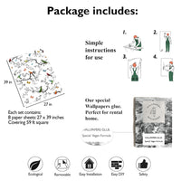 Carta da Parati Battito di Ali Carta Vegana 250x200cm 5,5mq 