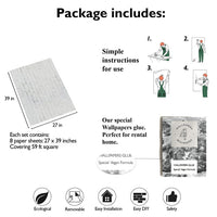 Carta da Parati Mattoni Bianchi Carta Vegana 250x200cm 5,5mq 