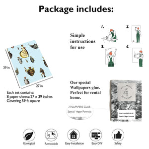 Carta da Parati Pesci Tropicali Carta Vegana 250x200cm 5,5mq 