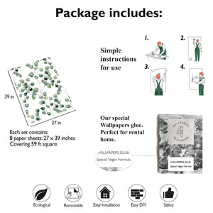 Carta da Parati Eucalipto Carta Vegana 250x200cm 5,5mq 