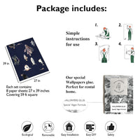 Carta da Parati Pesci Tropicali Blu Carta Vegana 250x200cm 5,5mq 