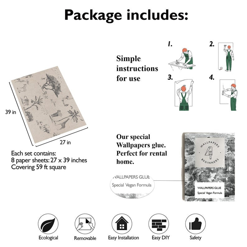 Carta da Parati Safari Carta Vegana 250x200cm 5,5mq 