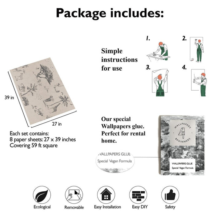 Carta da Parati Safari Carta Vegana 250x200cm 5,5mq 