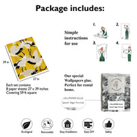 Carta da Parati Aironi Oro Carta Vegana 250x200cm 5,5mq 