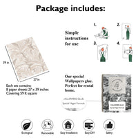 Carta da Parati Bosco Tropicale Beige Carta Vegana 250x200cm 5,5mq 