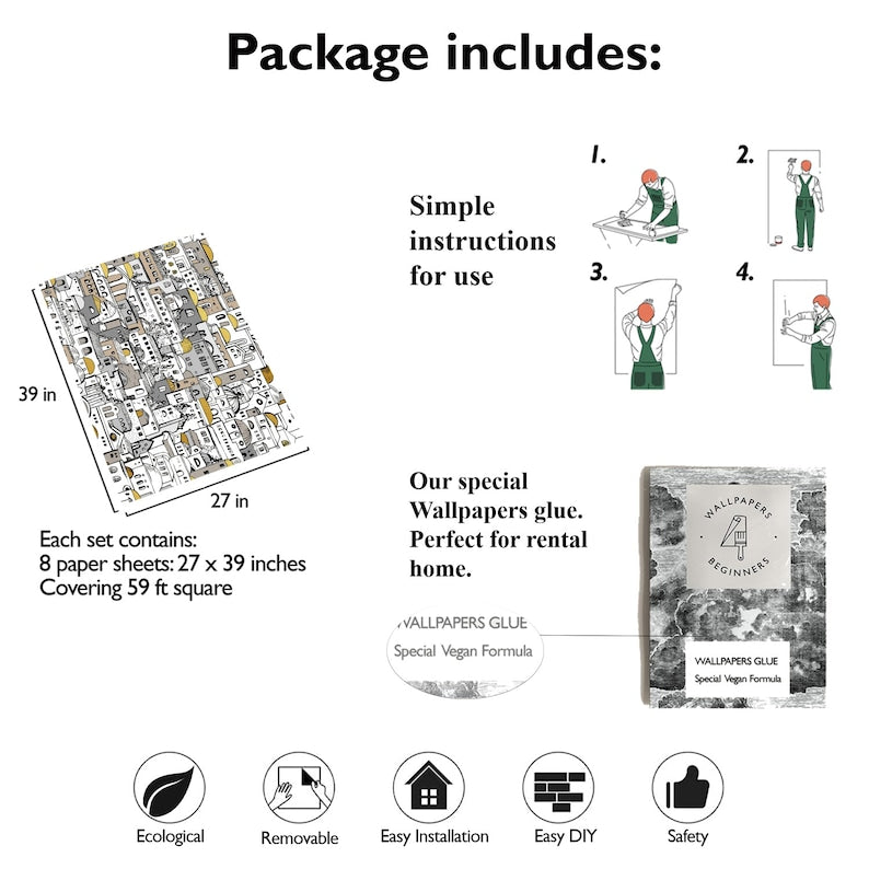 Carta da Parati Paesaggio Rurale Carta Vegana 250x200cm 5,5mq 