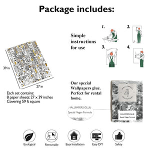 Carta da Parati Paesaggio Rurale Carta Vegana 250x200cm 5,5mq 