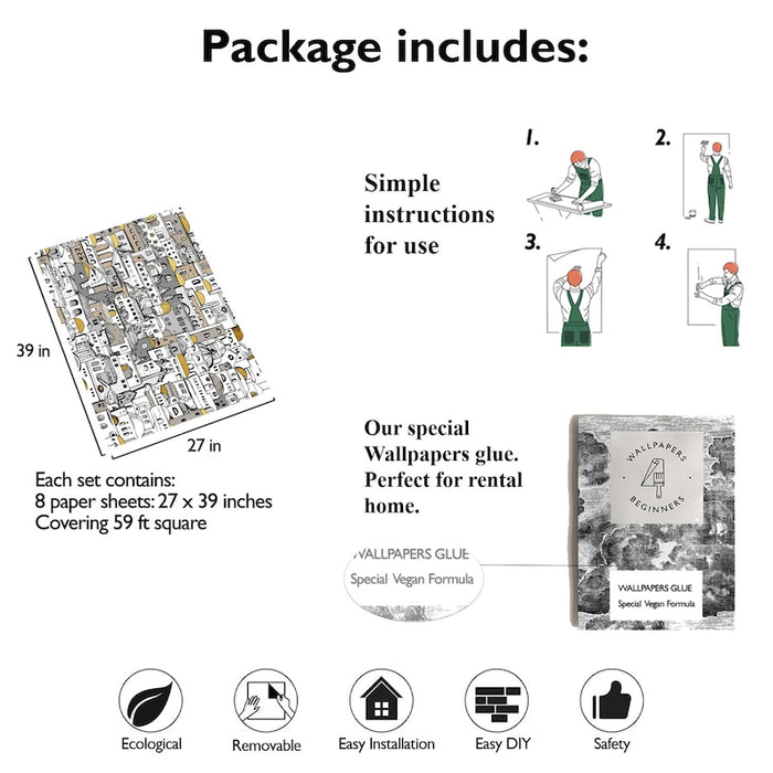 Carta da Parati Paesaggio Rurale Carta Vegana 250x200cm 5,5mq 