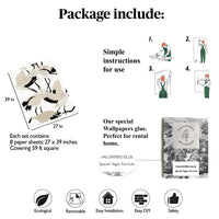 Carta da Parati Aironi Bianch Carta Vegana 250x200cm 5,5mq 