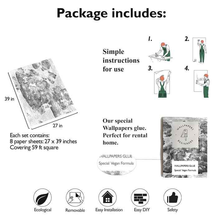 Carta da Parati Nuvole Carta Vegana 250x200cm 5,5mq 