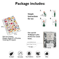 Carta da Parati Pennellate Astratta Carta Vegana 250x200cm 5,5mq 