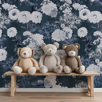 Carta da Parati Floreale Blu Navy 180x260cm 4 mq