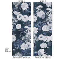 Carta da Parati Floreale Blu Navy 180x260cm 4 mq