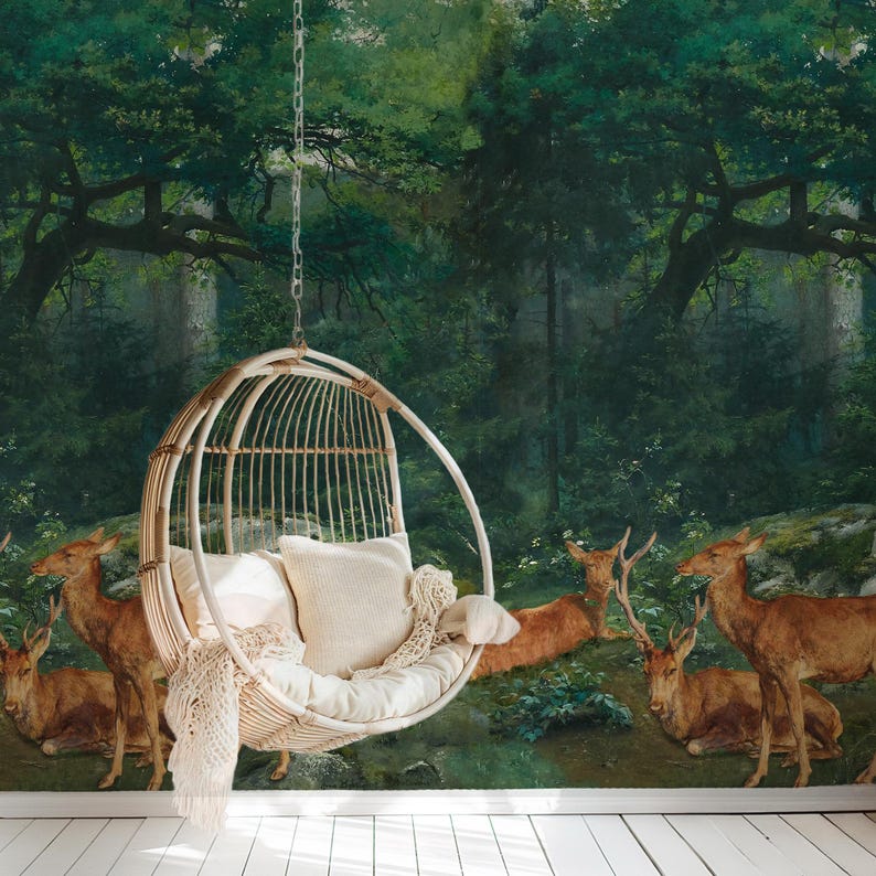 Carta da Parati Bosco con Cervi 180x260cm 4 mq