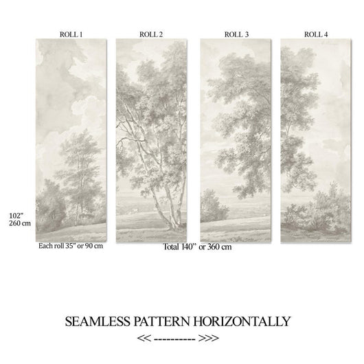 Carta da Parati Paesaggio Crema 360x260cm 9 mq