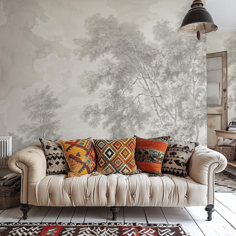 Carta da Parati Paesaggio Crema 360x260cm 9 mq