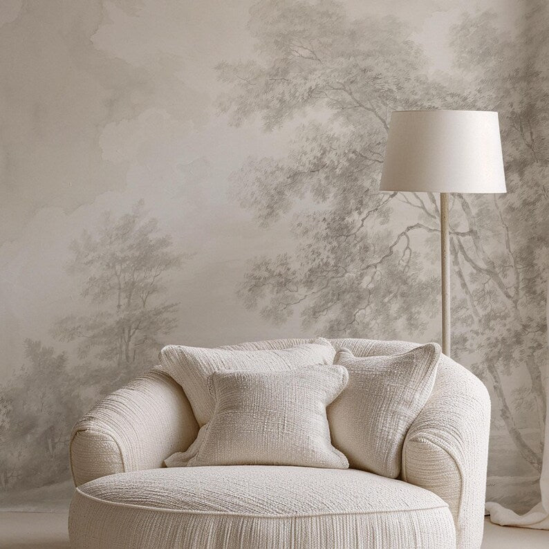 Carta da Parati Paesaggio Crema 360x260cm 9 mq