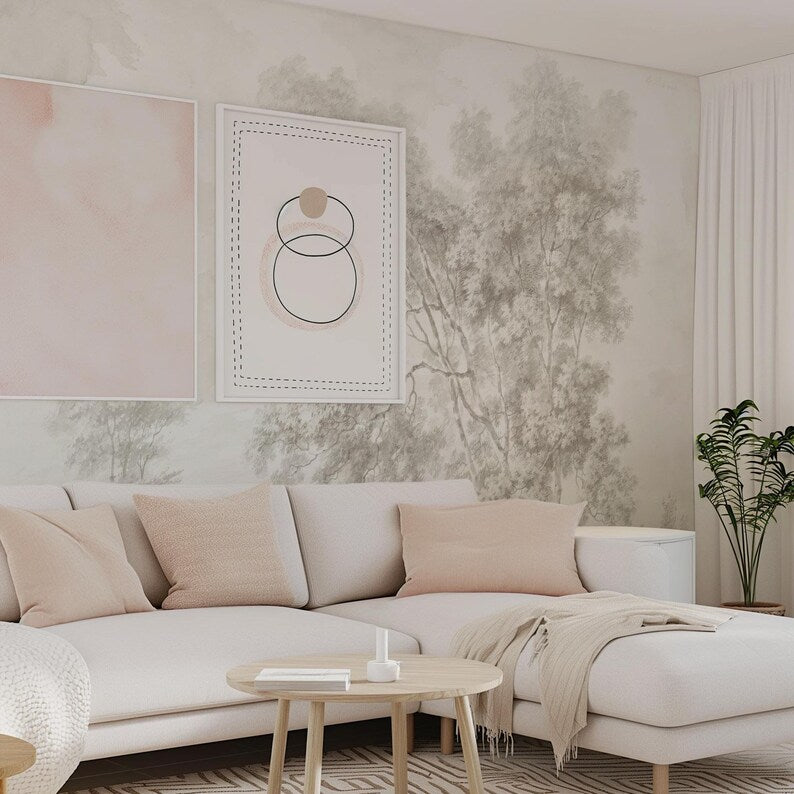 Carta da Parati Paesaggio Crema 360x260cm 9 mq