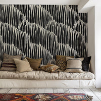 Carta da Parati Foglia Nera Astratta 200x280cm 5 mq