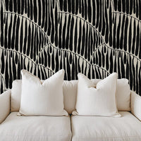 Carta da Parati Foglia Nera Astratta 200x280cm 5 mq